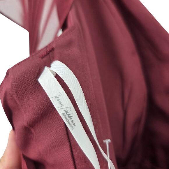JENNY PARKHAM SZ 8 LUX CHIFFON MAROON V-NECK OPEN BACK BRIDESMAID MAXI DRESS - Picture 7 of 7
